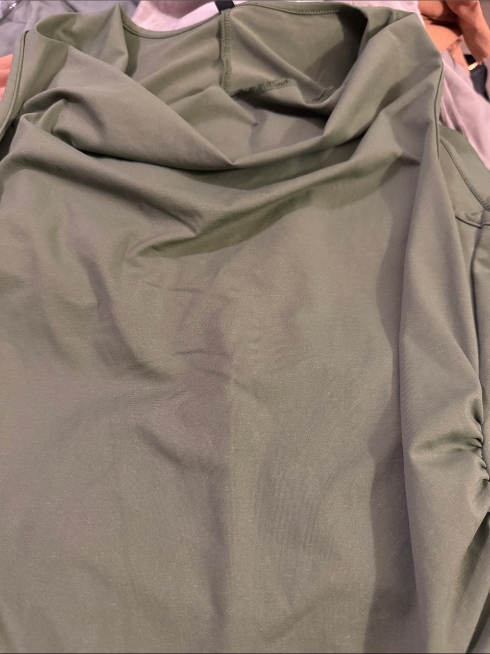 Olive Green Maxi Dress with Draped Neckline